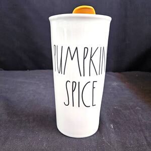 Rae Dunn Artisan Collection Pumpkin‎ Spice Ceramic Travel Tumbler With Lid
